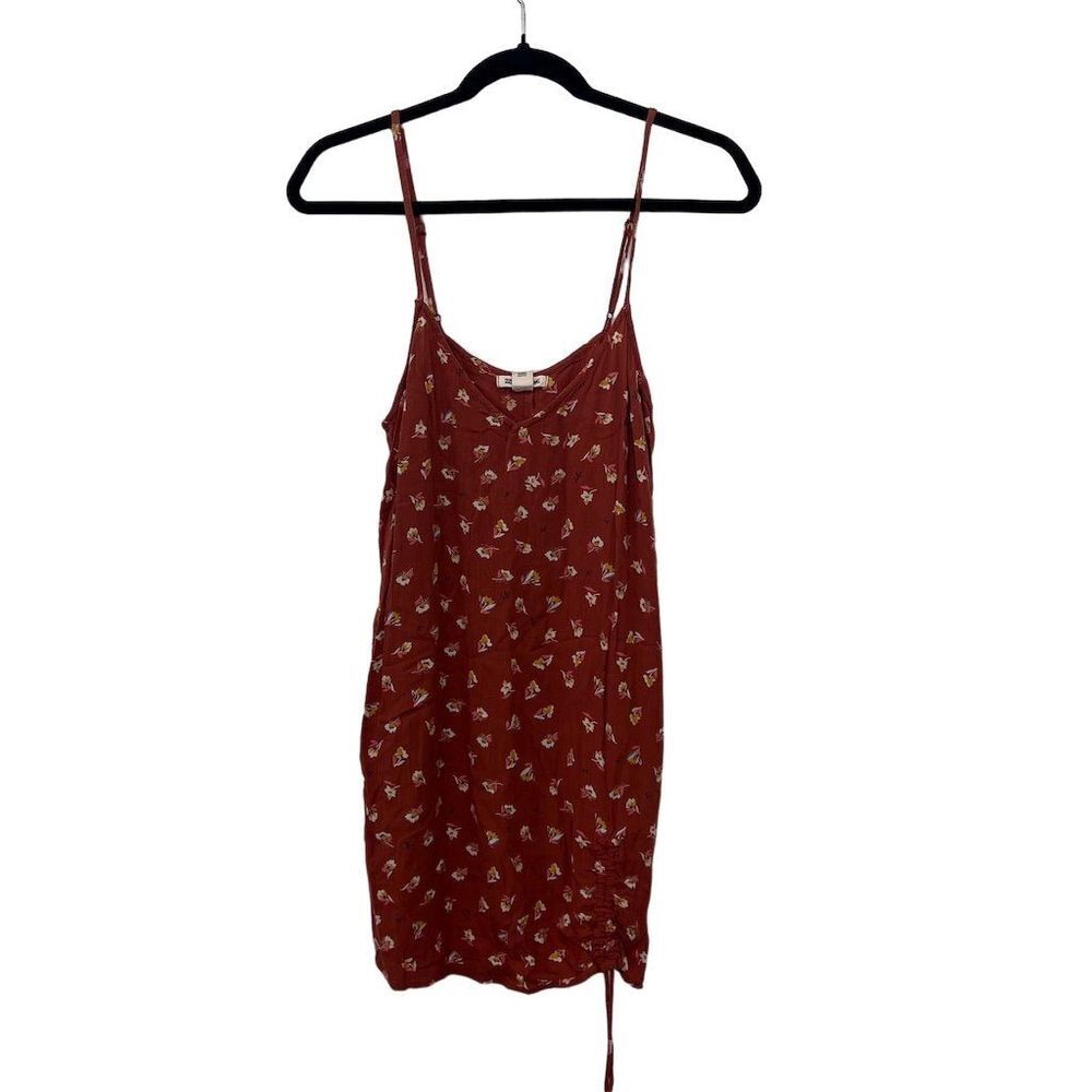 Billabong Women's Boho Floral Cami Dress Maroon Knee Length Adjustable Straps